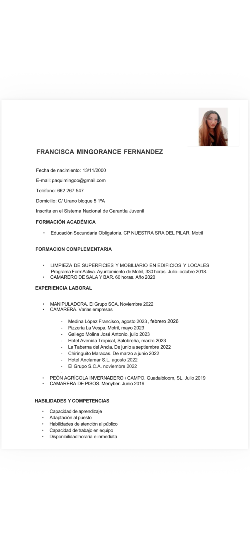 Foto de Francisca Mingorance