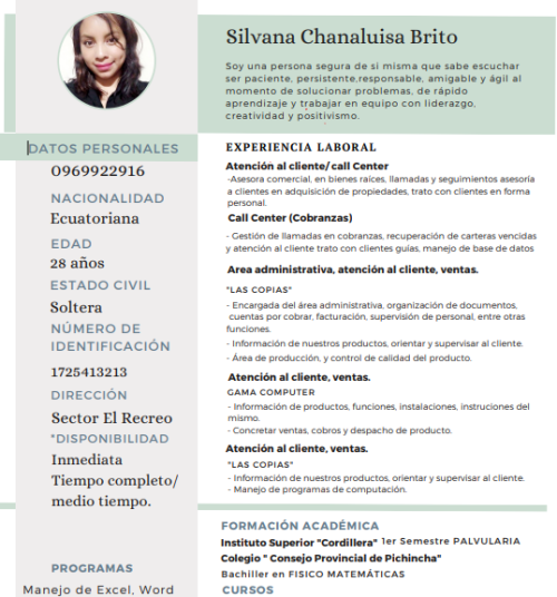 Foto de Silvana Chanaluisa Brito